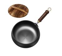 CJFDDP - Sartén japonesa de hierro fundido antiadherente no revestida, olla de freír en gran barriga tradicional de hierro, forjada a mano, contenedor de cocina versátil para hervir y freír a alta