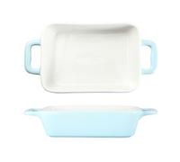 CJHFR472SG Cocina Bandeja for hornear de cerámica minimalista con doble asa rectangular for uso doméstico, ideal for horno microondas Cocinar(Blue)