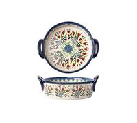 CJHFR472SG Cocina Cuenco for hornear de doble oreja, plato for, vajilla Retro cerámica for el hogar, cuenco con mango, ensaladera, hondo Cocinar(18.5cm)