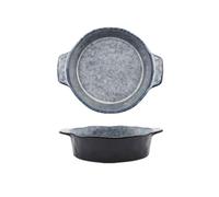 CJHFR472SG Cocina Plato for hornear, plato for de ánfora cerámica, redondo Irregular, hondo for el hogar, tazón for verduras, for espaguetis occidental Cocinar(Grey)