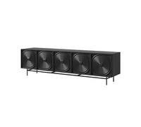 CJHFR472SG Consola Multimedia Mueble de TV Negro for Sala de Estar, Mueble de Almacenamiento de Madera Maciza, Mueble de TV de pie Centro de Entretenimiento