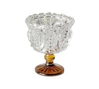 CJHFR472SG Elegante Copas de postre vintage con relieve, copas transparentes for helado 250 ml base colorida Cristalería(Bruin)