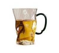 CJHFR472SG Elegante Taza de vidrio transparente con asa verde, 230 ml (7,8 oz) borosilicato Cristalería