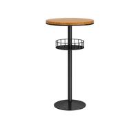 CJHFR472SG Home Round Small Bar Table with Storage Leisure Balcony Cafe High Top Table(Teak)