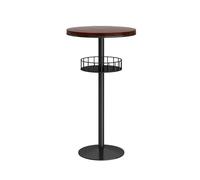 CJHFR472SG Home Round Small Bar Table with Storage Leisure Balcony Cafe High Top Table(Walnut)