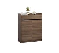 CJHFR472SG Independiente Zapatero de 4 estantes con Puertas for Entrada, Organizador de Zapatos con cajones, marrón/Blanco Estanteria Zapatos