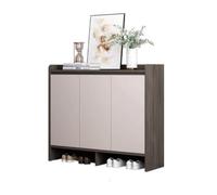 CJHFR472SG Independiente Zapatero Organizador de 4 estantes con Puertas, estantes Ajustables y Patas de Madera de 100 cm de Alto, Color Negro. Estanteria Zapatos