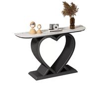 CJHFR472SG Inicio Mesa Consola con Tablero de imitación de mármol - Mesa de Entrada - Mesa Auxiliar Moderna for Salas de Estar, vestíbulos y pasillos Detrás del sofá(Negro,Grande)