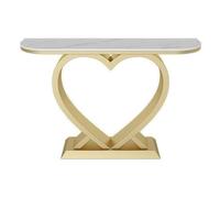 CJHFR472SG Inicio Mesa Consola con Tablero de imitación de mármol - Mesa de Entrada - Mesa Auxiliar Moderna for Salas de Estar, vestíbulos y pasillos Detrás del sofá(Gold,Medio)