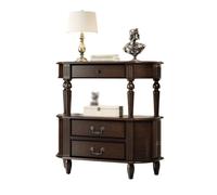 CJHFR472SG Inicio Mesa Consola de Estilo rústico con 3 cajones, Mesa de Entrada de Madera rústica, mesas de Entrada for Entrada, recibidor, Pasillo, Sala de Estar Detrás del sofá(Negro,Medio)