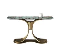 CJHFR472SG Inicio Mesa de Entrada con Base de Acero Inoxidable, Mesa Auxiliar for sofá con Tablero de imitación de mármol, Mesa Consola Moderna for Sala de Estar, Pasillo Detrás del sofá(Gold)