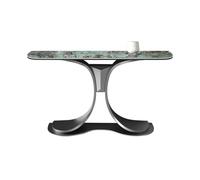 CJHFR472SG Inicio Mesa de Entrada con Base de Acero Inoxidable, Mesa Auxiliar for sofá con Tablero de imitación de mármol, Mesa Consola Moderna for Sala de Estar, Pasillo Detrás del sofá(Negro)