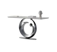 CJHFR472SG Inicio Mesa de Entrada Moderna con Tablero de imitación de mármol y Base de Metal, con luz de inducción - Mesa Consola for Espacios Estrechos Detrás del sofá(Grey,Medio)