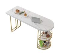 CJHFR472SG Mesa de Bar de mármol de Lujo, Ligera, con Doble Espacio de Almacenamiento, for Sala de Estar, Isla divisoria, Mesa Alta(Gold,160 * 45 * 100cm)