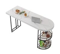CJHFR472SG Mesa de Bar de mármol de Lujo, Ligera, con Doble Espacio de Almacenamiento, for Sala de Estar, Isla divisoria, Mesa Alta(Negro,160 * 45 * 100cm)