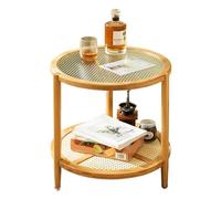 CJHFR472SG Mesa de centro redonda moderna, mesa de té, sala de estar, hogar, mesa de té, pequeña mesa de madera maciza para el hogar, balcón, dormitorio, asiento de vidrio simple