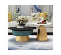 CJHFR472SG Moderna Juego de 2 mesas de Centro anidadas, Mesa de Centro Redonda for Sala de Estar, Mesa Auxiliar, Mesa Auxiliar, mesas anidadas for Espacios pequeños Muebles de Salon(Gold)