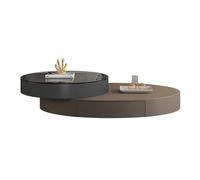 CJHFR472SG Moderna Juego de Mesa de Centro Ovalada giratoria, Mesa de Cristal de Lujo Moderna for Espacios pequeños, Muebles for el hogar Elegantes y funcionales Muebles de Salon(Bruin)