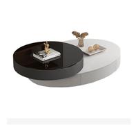 CJHFR472SG Moderna Juego de Mesa de Centro Ovalada giratoria, Mesa de Cristal de Lujo Moderna for Espacios pequeños, Muebles for el hogar Elegantes y funcionales Muebles de Salon(Grey)