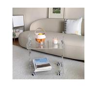 CJHFR472SG Moderna Mesa Auxiliar de acrílico Transparente, Mueble de Almacenamiento con Ruedas for Sala de Estar, Mesa de Centro móvil for el hogar, mesita de Noche Muebles de Salon