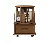 CJHFR472SG Moderna Mesa Auxiliar de Madera con cajón y Estante de Almacenamiento Abierto Giratorio de 360 Grados, mesita de Noche móvil con Ruedas giratorias, Mesa Auxiliar Moderna Muebles de Salon