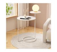 CJHFR472SG Moderna mesa auxiliar de metal, mesa auxiliar de sofá, mesa de centro redonda pequeña con 2 mesas, mesa de centro antioxidante e impermeable, mesa de aperitivos para exteriores e interiores