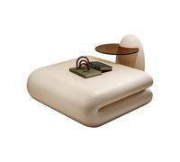 CJHFR472SG Moderna Mesa de Centro de Cristal Creativa Minimalista, diseño de Lujo, Juego de Mesa en Forma de Libro for Salas de Estar Modernas Muebles de Salon(Blanco,80cm)