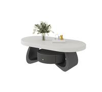 CJHFR472SG Moderna Mesa de Centro Ovalada de Madera Maciza for Sala de Estar, diseño Que Ahorra Espacio for hogares pequeños Muebles de Salon(Negro,100cm)