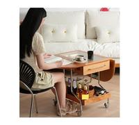 CJHFR472SG Moderna Mesa de Centro Plegable móvil, Mesa Auxiliar de Madera for Sala de Estar de apartamento pequeño, Carrito Auxiliar for sofá de Madera de Cerezo Muebles de Salon
