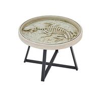 CJHFR472SG Moderna Mesa de Centro Redonda Retro, Mesa de Comedor, Mesa de té, Mesa Auxiliar con Tablero de Vidrio y Marco de Metal Muebles de Salon