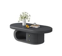 CJHFR472SG Moderna Mesa de Centro Vintage Ovalada de Madera Maciza for Sala de Estar, diseño Que Ahorra Espacio for hogares pequeños Muebles de Salon(Negro,100cm)