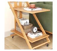 CJHFR472SG Moderna Organizador de Almacenamiento con Carrito rodante de Madera de 2 Niveles, Mesa Auxiliar Plegable for sofá con Ruedas for Oficina, hogar, organización de Cocina Muebles de Salon