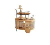 CJHFR472SG Moderna Rincón Sencillo for el hogar Varios, Sala de Estar de Vidrio Lado Creativo Varios, Apartamento pequeño Carro móvil Vagón Comedor Muebles de Salon(Beige)