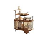 CJHFR472SG Moderna Rincón Sencillo for el hogar Varios, Sala de Estar de Vidrio Lado Creativo Varios, Apartamento pequeño Carro móvil Vagón Comedor Muebles de Salon(Bruin)
