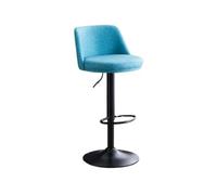 CJHFR472SG Moderna Silla Tipo Isla de Cocina Moderna y Ligera de Lujo for el hogar, Taburete de Bar con Respaldo Giratorio y elevación de 60-80cm, Silla Alta de Hierro Sillas de Bar(Blue)