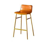 CJHFR472SG Moderna Sillas de Comedor Simples y Modernas for el hogar, Taburete Alto Ligero de Lujo for Escritorio, Bar, Respaldo, Taburete Alto de Hierro y Cuero Sillas de Bar(Orange)