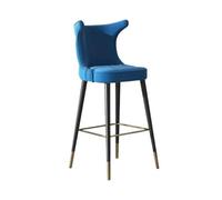 CJHFR472SG Moderna Taburete de Bar Alto de Acero al Carbono de 75 cm, Taburete de Bar de Lujo Europeo, Silla de recepción Vintage Sillas de Bar(Blue)
