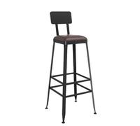 CJHFR472SG Moderna Taburete de Bar con Respaldo de Cuero, Silla Alta de Hierro for Restaurante, Color marrón y Negro Sillas de Bar(Medio)