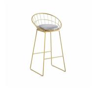 CJHFR472SG Moderna Taburete de Bar de Hierro con Respaldo, Color Dorado, for el hogar, Ocio, Restaurante, Bar, Silla Alta, Juego de 2 Piezas Sillas de Bar