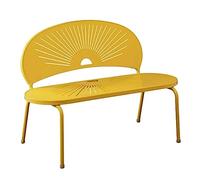 CJHFR472SG Moderno Banco de Exterior con Respaldo, de aleación de Aluminio, for terraza, balcón o jardín, Silla Ligera de Ocio. Patio(Yellow,140x63x85CM)