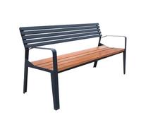 CJHFR472SG Moderno Banco de Exterior con Respaldo y apoyabrazos, Asiento Triple, Acero, Exterior, Comunidad, Madera, for el hogar, balcón, Patio, salón Patio(Grande)