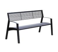 CJHFR472SG Moderno Banco de Exterior, Silla de Parque con reposabrazos, Respaldo y Asiento de Tubo Redondo, Silla Moderna de Ocio, Muebles de Exterior Patio(180x63x82CM)