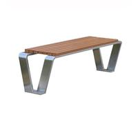 CJHFR472SG Moderno Banco de Exterior sin Respaldo de Madera y plástico marrón for Dos Personas, Banco de Acero Inoxidable for Parque de Ocio al Aire Libre Patio