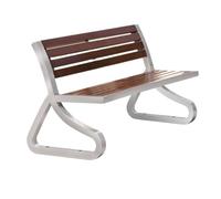 CJHFR472SG Moderno Banco de jardín con Respaldo de Madera, con Estructura de Metal de Acero Inoxidable, Adecuado for Patio Interior y Exterior Patio