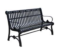 CJHFR472SG Moderno Banco de jardín con Respaldo y reposabrazos de Hierro Fundido, 3 sillas de Metal for Exterior, Color Negro Patio(120x65x83cm)