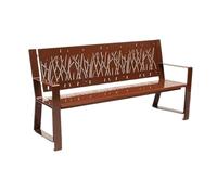 CJHFR472SG Moderno Banco de jardín con Respaldo y reposabrazos, Silla de Acero con patrón Calado, for balcón al Aire Libre, Asiento de Ocio Patio(Medio)