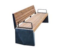 CJHFR472SG Moderno Banco de Madera con reposabrazos y Respaldo, con Estructura de Metal de Acero Inoxidable, Adecuado for Asientos de Patio Interior y Exterior Patio(Pequeño)