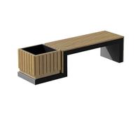 CJHFR472SG Moderno Banco de Madera sin Respaldo con Base de Acero, Ideal for porches, Patios, terrazas y Parques. Patio(Pequeño)