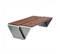 CJHFR472SG Moderno Banco Grande de Madera marrón sin Respaldo for Exteriores for Varias Personas, Banco de Acero Inoxidable for Parque de Ocio al Aire Libre. Patio