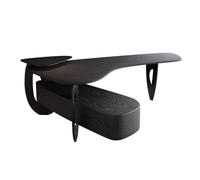 CJHFR472SG Moderno Escritorio Ejecutivo de Esquina Moderno y Lujoso con Armario Lateral, Mesa Escritura Grande, estación Trabajo for PC Almacenamiento, Color Negro Mesas para Ordenador(S)